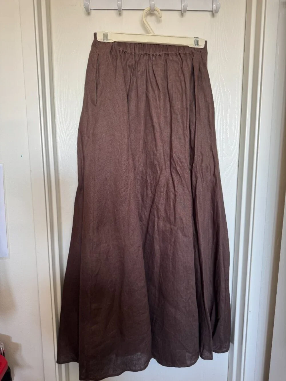 DISSH Amy Choc Linen Bubble Top & Midi Skirt Matching Set Size 8 NWT